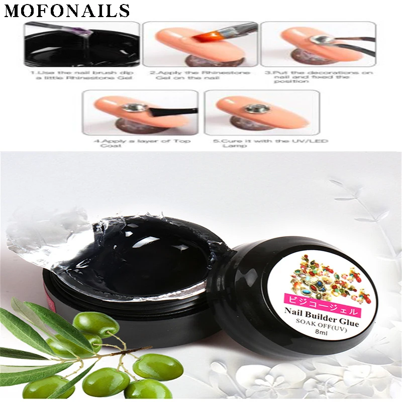 

1 Box Crystal Strass Diamond Rhinestone Nail Glue Gel 8ML Glue Gel For Stick Nail Rhinestone Gems Bead Accessory Decoration Glue