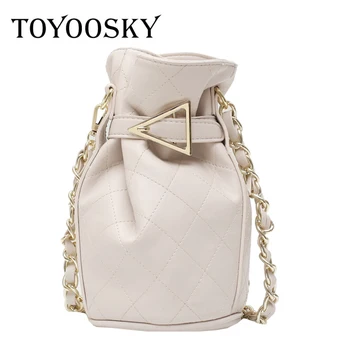 

TOYOOSKY Vintage Fashion Female Bucket bag 2020 New High Quality PU Leather Women's Designer chain Handbag Travel Shoulder bag