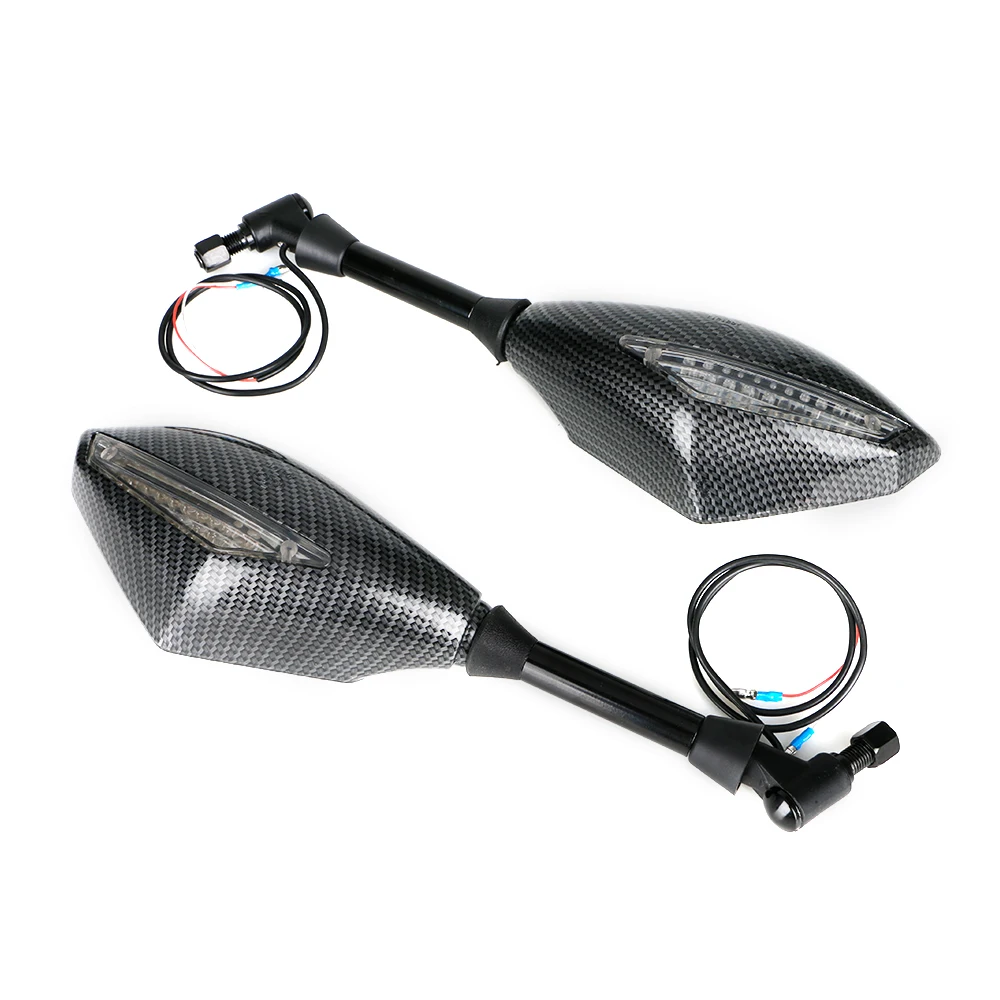 Для Honda Suzuki Kawasaki Ducati Yamaha 2 X светодиодный поворотники боковые зеркала указатель поворота зеркало заднего вида мотоцикл - Цвет: BLACK