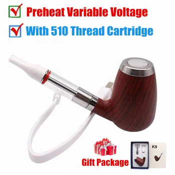 

Newest K9 Starter Kit E Cigarette Smoking E Pipe 900mAh Preheat Variable Voltage Mod +Ceramic Coil Vape Pen 1.0ml CBD Cartridge