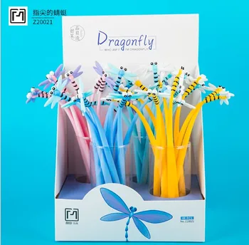 

48pcs Gel Pens Silica gel dragonfly black colored kawaii gel-ink pens pens for writing Cute stationery office school supplies