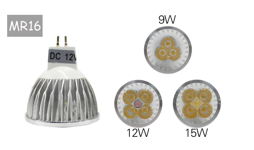 E27 e14 Светодиодный светильник с регулируемой яркостью, MR16 DC12V светодиодный 9 Вт, 12 Вт, 15 Вт, GU10 светодиодный лампы светодиодные фары высокой Мощность gu 10 Светодиодный светильник белый светодиодный прожектор