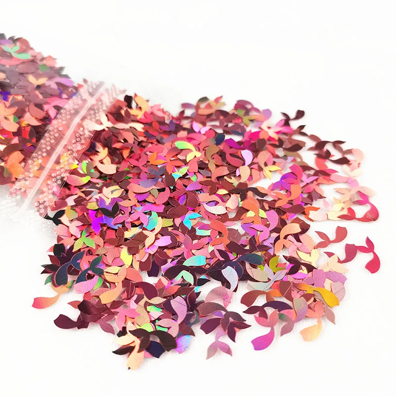Valentine's Day Holographic Laser Nail Glitter Sheet Dolphin Bay Five Flowers Sparkling for Art Design Hybrid 3D | Красота и
