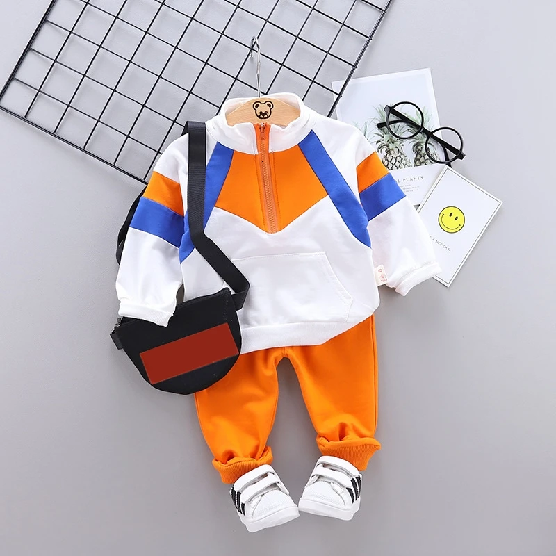 SL pinse F Orange Демисезонный детей прогулки Спортивная одежда костюм для маленьких мальчиков Модная одежда для девочек Цвет одинаковая футболка брюки 2 шт./компл. спортивные костюмы для детей - Цвет: SL pinse F Orange