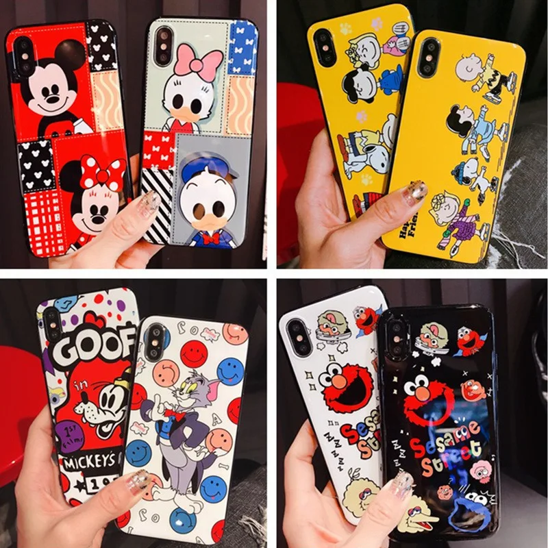 

New cartoon glossy IMD silicone TPU phone case for iPhone X XS XR XSMax 8 7 6 6S PluS soft shell cute drop protection cover