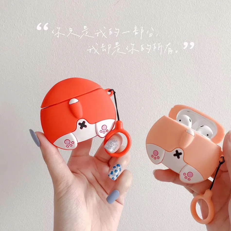 3D кожухи головных телефонов для AirPods чехол силиконовые Симпатичные кошки и собаки мультфильм для Apple Air Pods 2 Чехол для наушников чехол ремешок 1