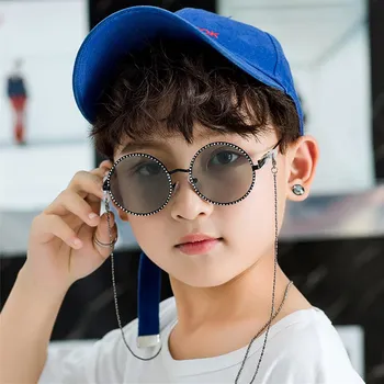 

XojoX Fashion Round Children Sunglasses Boys Girls Metal Frames Patterned Temples Designed for Kids Comfortable UV400 Goggles