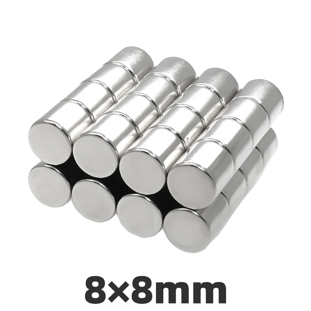 

100pc 8x8mm N35 Super Strong, Crafts, Round Neodymium Magnets 8 * 8mm Rare Earth Permanent Powerful Magnet