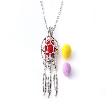 

10pcs feather Aromatherapy Perfume Essential Oils Diffuser Necklace Locket Necklace Pendant Dream Catcher Viking Necklace