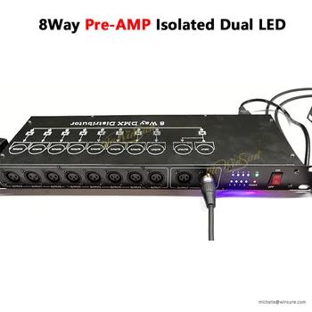 

Top Quality 8Way DMX Distributor Booster Amplifier Spilitter Opto Isolated DMX Output Dual LED