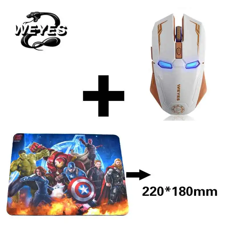 White with mouse pad Mause, беспроводная мышь, 3d Мини, Новое поступление, Топ Мода, рекомендуемый Железный человек, Беспроводная игровая мышь для геймера, компьютерные мыши - Цвет: White with mouse pad