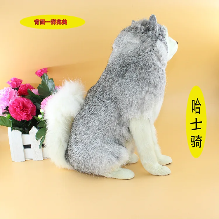 

Simulation of Dogs Animal Gift Accessories Desktop Ornaments Faux Husky Alaskan Malamute Black And White with Pattern Sled