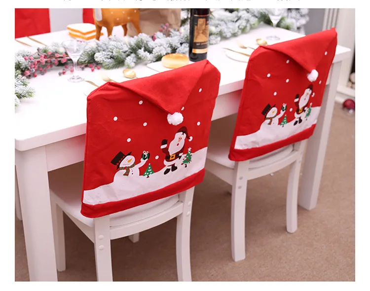 Чехлы для стульев Санта Клаус Снеговик кухонный стол рождественские чехлы для стульев вечерние украшения для дома fundas para sillas
