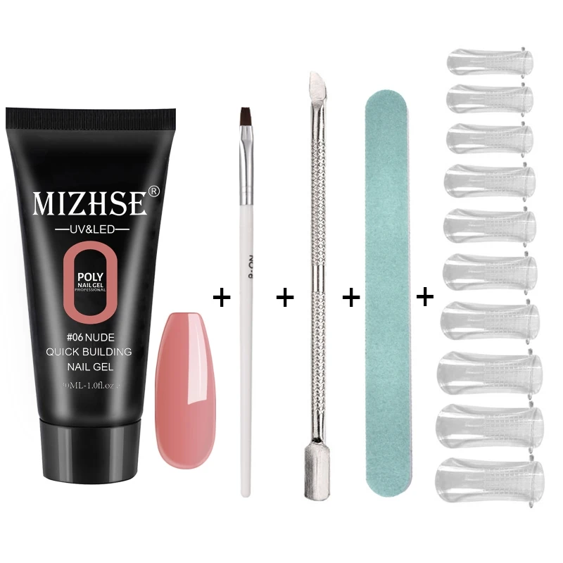 MS-Set03-P06 MIZHSE Crystal Jelly Gum Poly Gel Set 30ml Crystal Jelly Builder Nail Finger Extension Hard UV Gel Lacquer Manicure Tips - Цвет: MS-Set03-P06