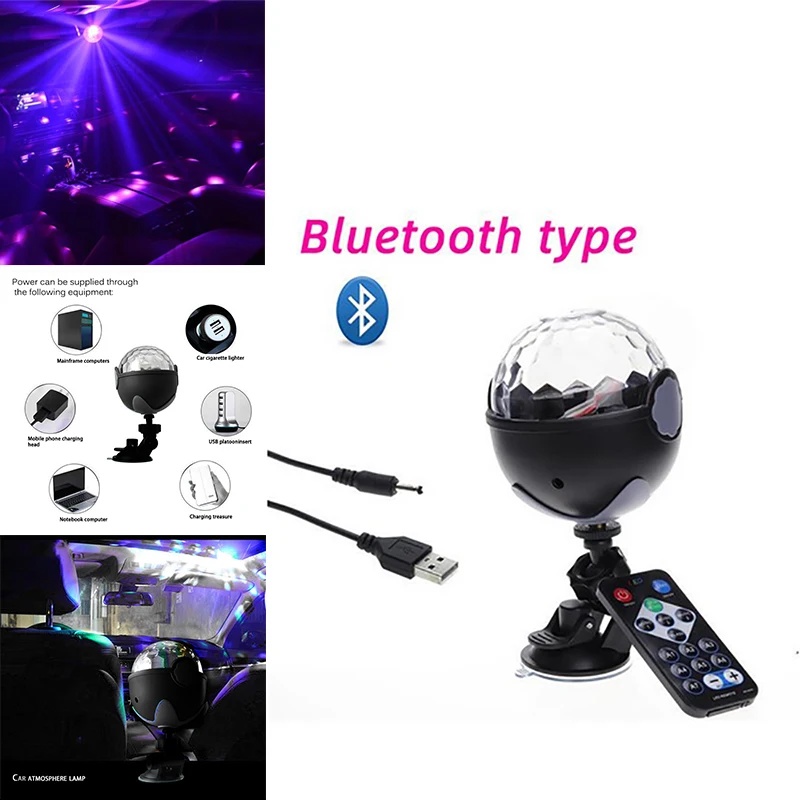 Bluetooth автомобильный диско-светильник s USB Мини карманный Хрустальный Волшебный
