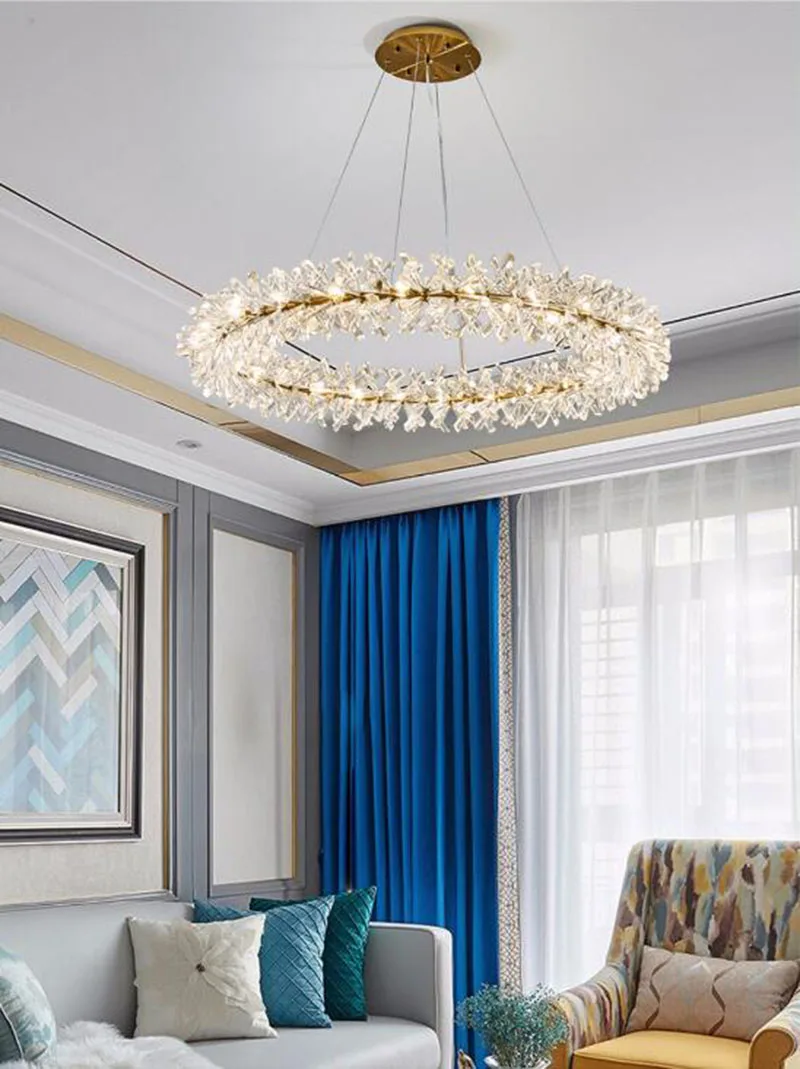 Lustre de Cristal Iluminação e Luzes do Hotel Anel Design Moderno Lâmpada 220v Lustre Led Sala Estar Ac110v 2 Cheap Lustres