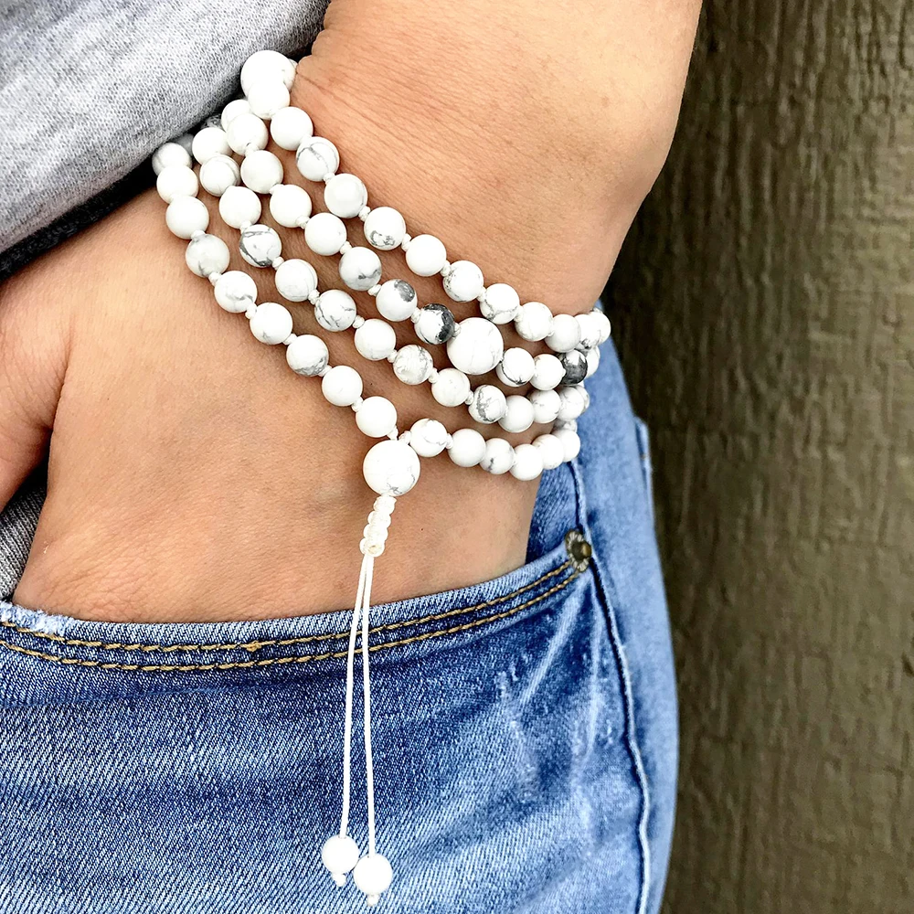 

MG1041 натуральный 6 мм Регулируемый Женский браслет для медитации и молитвы браслет Woemn's 108 Mala Beads Yoga