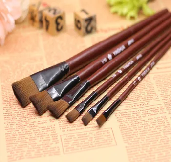 

Paint Brushes Set Pack of 6 Art Brown Nylon Paint Brushes for Acrylic Drawing Craft DIY Kid Student Painting Pen Art Supplies
