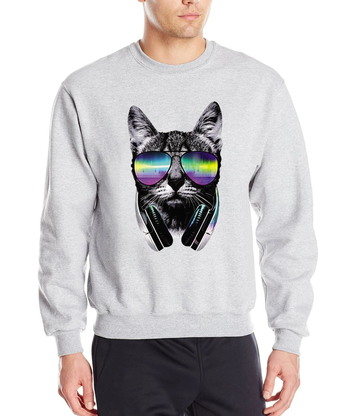 Animal Music DJ Cat Men Hoodies Spring Winter Fleece 3D Printed Anime Sweatshirt Funny Creative Hoodie Casual Tracksuit Men