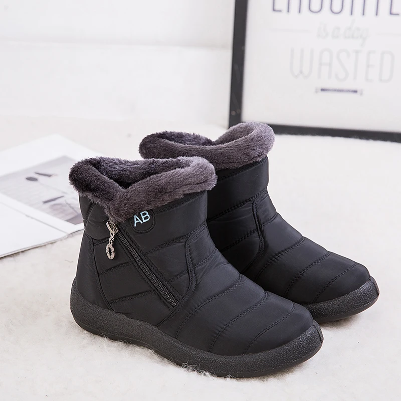 Las mujeres Botas de nieve Botas de Mujer Botas de felpa de invierno las mujeres tobillo Botas Mujer Zapatos de invierno de Mujer de talla grande 43