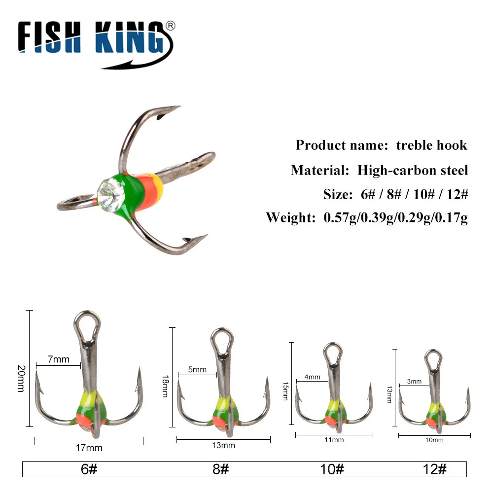 Рыбы король бронзовых морских рыболовных крючков 5 шт./упак. 6#8#10#12,# для зимней рыбалки рыболовные крючки с высоким содержанием углерода Сталь тройной крючок снасти