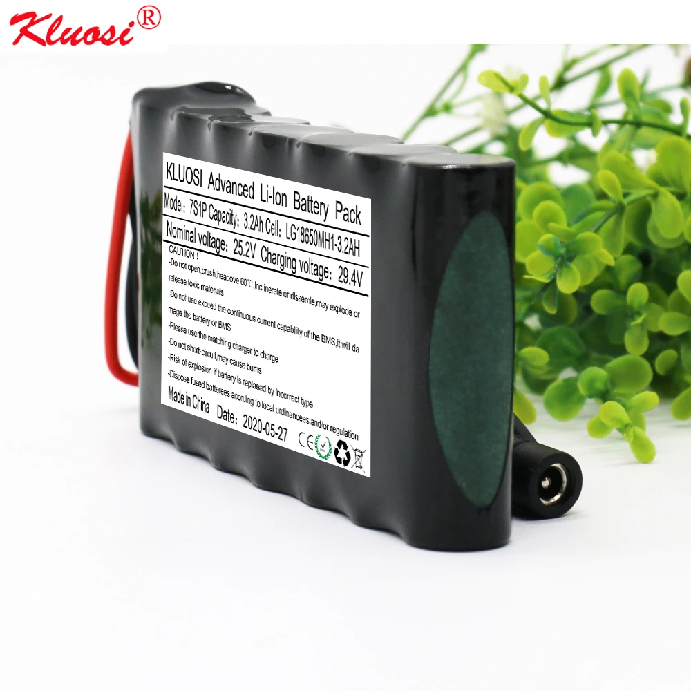 24V батарея 3.2Ah 25 2 V/29 4 V 7S1P для LG18650MH1 KLUOSI пакет с 25A BMS сбалансированный