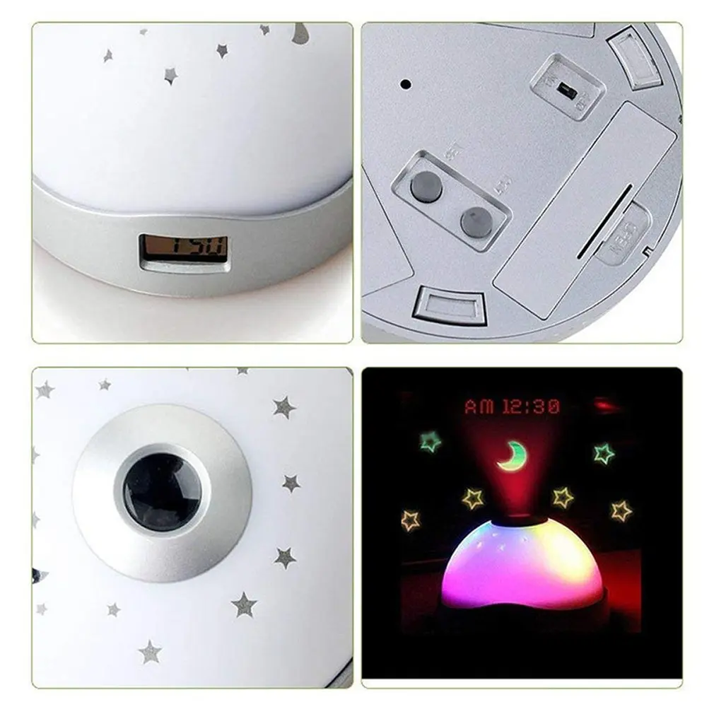 Magic Colorful Projection Clock Dream Projection Clock Star Moon Pattern Alarm Clock Semicircle Creative Clock