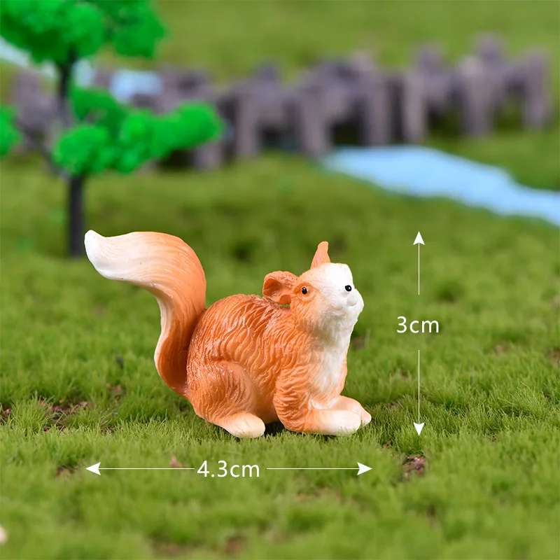 Squirrel No.5 Имитация маленькой лисы, заяц, кролик, белка, модель животного, фигурка, домашний декор, миниатюрное украшение для сада в виде Феи, аксессуары, статуя - Цвет: Squirrel No.5