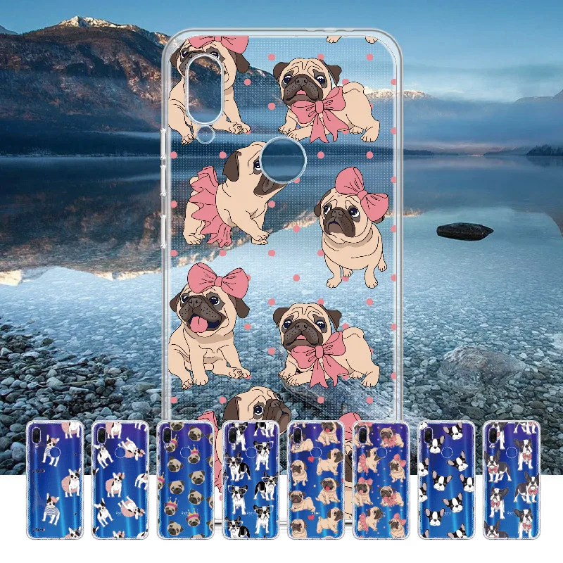 Cute Puppy Pug Bunny French Bulldog For Xiaomi Mi Redmi Note 5 6 7 8 9 10 lite Pro Plus Soft Crystal Slim Protective Clear Case | Мобильные