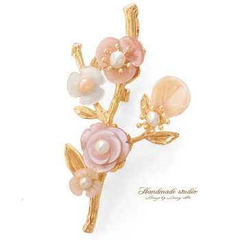 

CCijiNG Fashionable Brooches Women Flower Handmade Brooch Pin Garment Accessories Birthday Pearl Brooches Fine Jewelry XZ2998