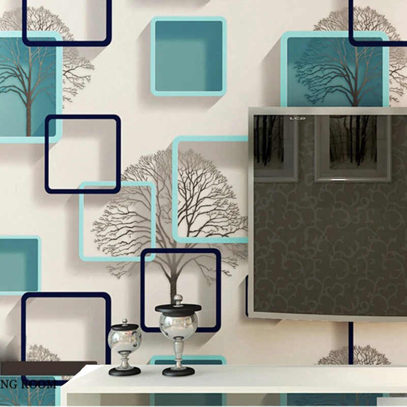 

Improvement Home Modern Frame 3d Wallpapers Waterproof Pvc Square Wall Paper For Tv Bedroom Living Room Background Walls Mural