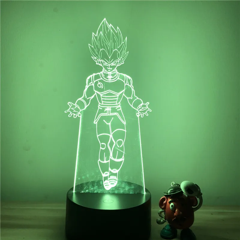 3D светодиодный ночной Светильник аниме Dragon Ball Z Vegeta First Advent Ver. Фигурка 7 цветов Сенсорная Оптическая иллюзия Модель настольной лампы