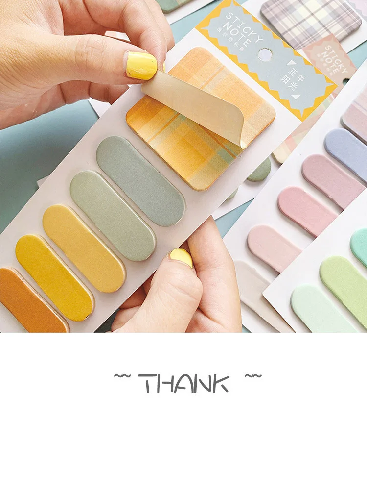 Ins BM Style Colorful Plaid Sticky Notes 20 Sheets Diy Creative Index Bookmark Student Planner Stickers cute Stationery