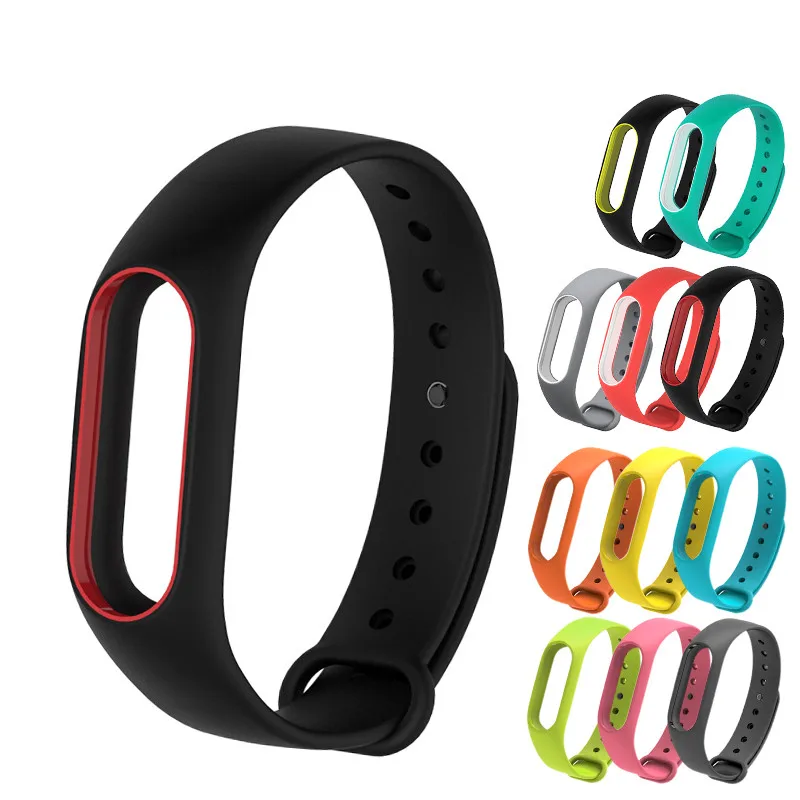 Цветной силиконовый антивыцветающий ремешок на запястье для Xiaomi Mi band 2 сменный