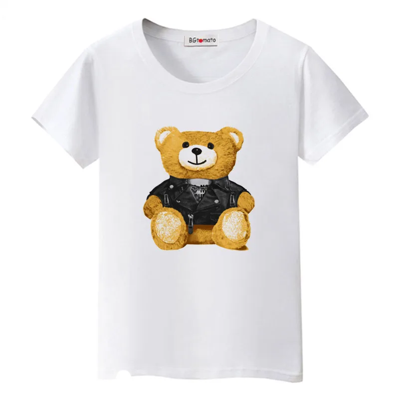 BGtomato знаменитая звезда плюшевый футболка с медведем бренд хорошее качество Повседневная футболка модная хип-хоп плюшевый медведь рубашки для женщин