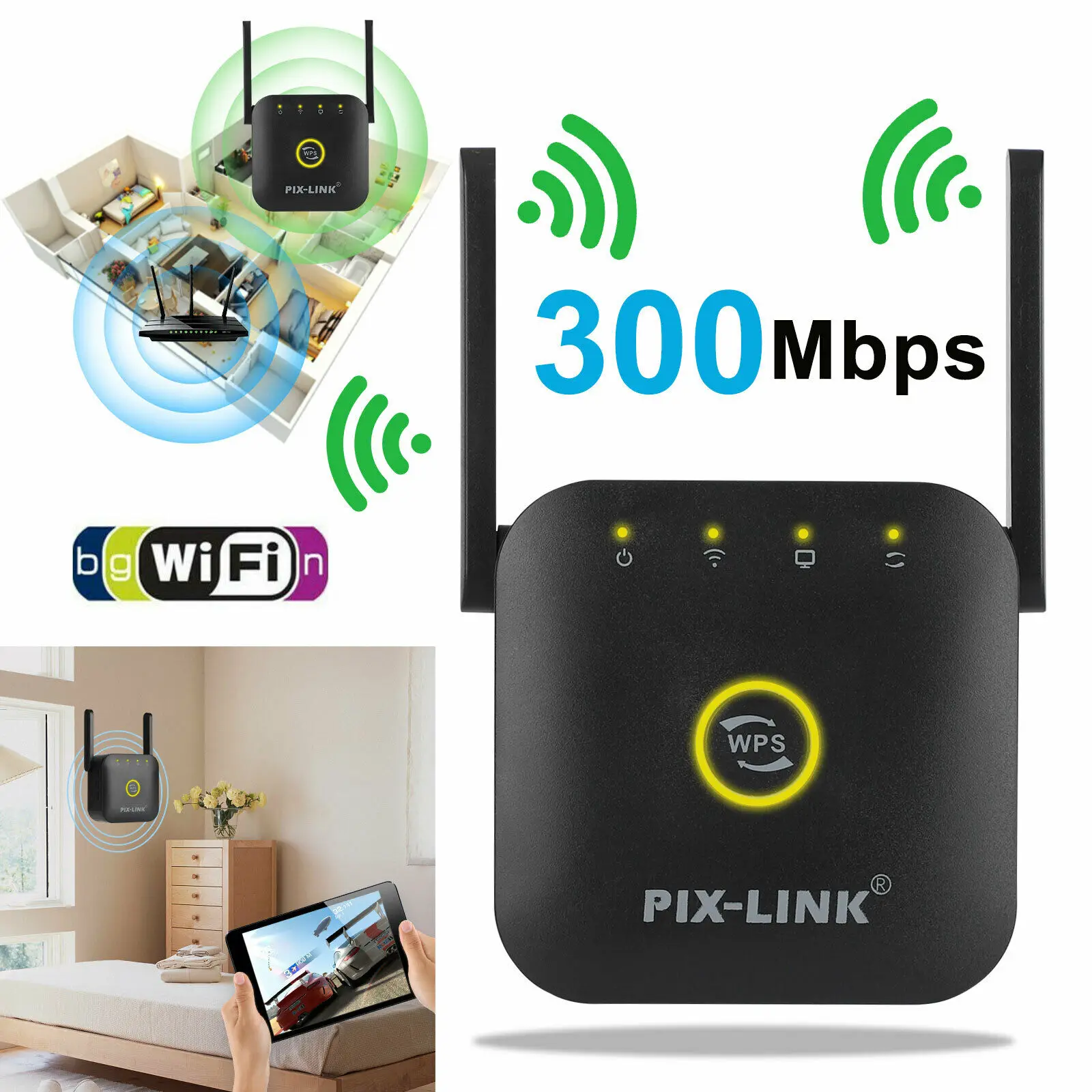 Ripetitore Di Segnale Wireless Wps 300Mbps Wifi Range Extender Internet Booster Network Router