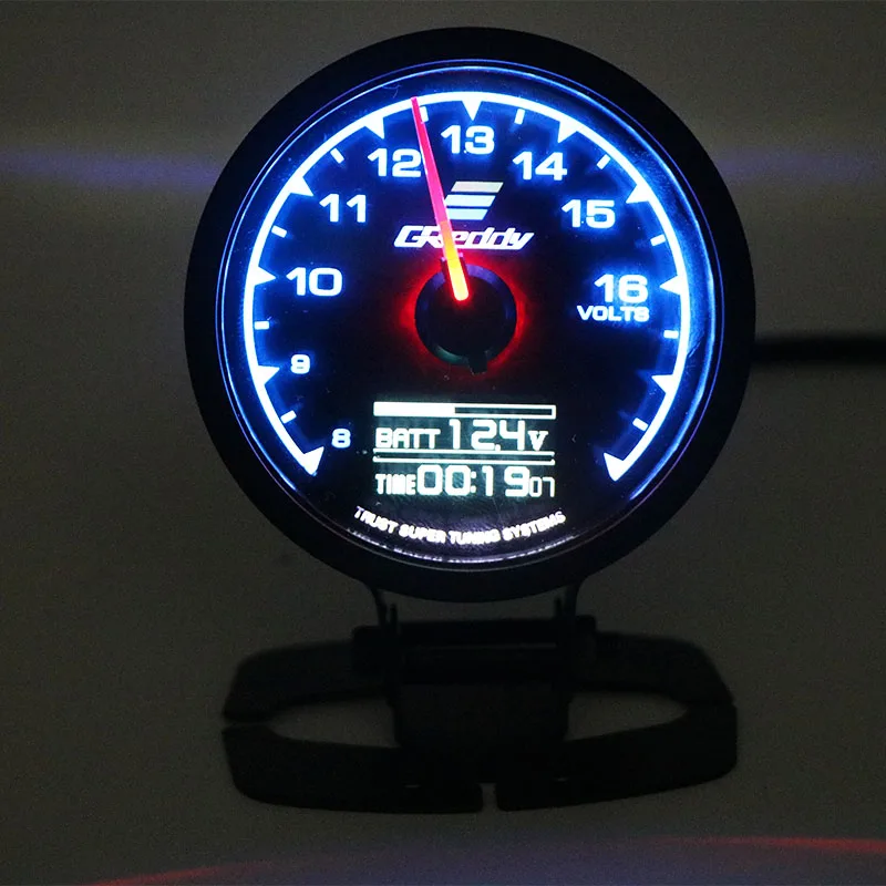 VOLTS GReddi мульти D/A lcd цифровой дисплей Turbo Boost автомобильный измерительный прибор 2,5 дюймов 60 мм 7 цветов в 1 гоночный метр - Цвет: VOLTS