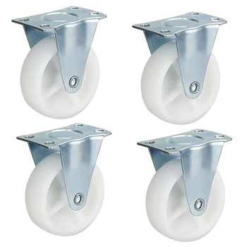 

uxcell 4PCS 3 Inch Rigid Non-Swivel Casters PP Plastic Wheel Top Plate Mounted 330lb Total Load Capacity
