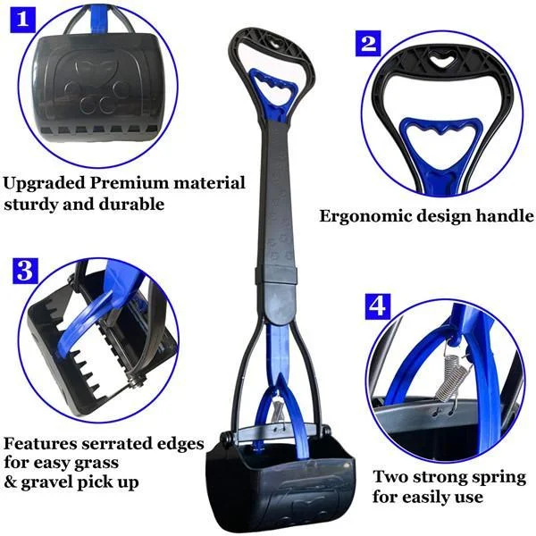 Pet Dog Long Handle Pet Pooper Scooper Dog Cat Waste Picker Jaw Poop Scoop Pick Up Clean Waste Cleaning Tools Supplies