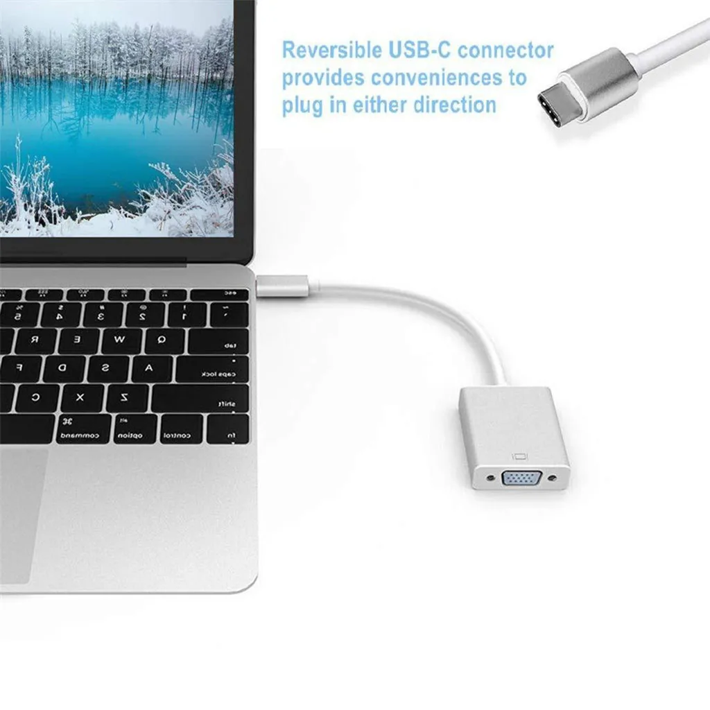 USB C к VGA адаптер USB 3,1 type C(USB-C) к VGA адаптер с алюминиевым корпусом