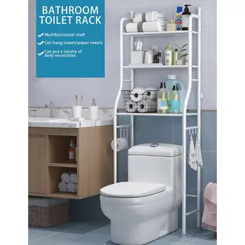 

Stainless Steel Rack Toilet Cabinet Shelving Kitchen Washing Machine Rack Bathroom Space-saving Shelf clean Finish Hold