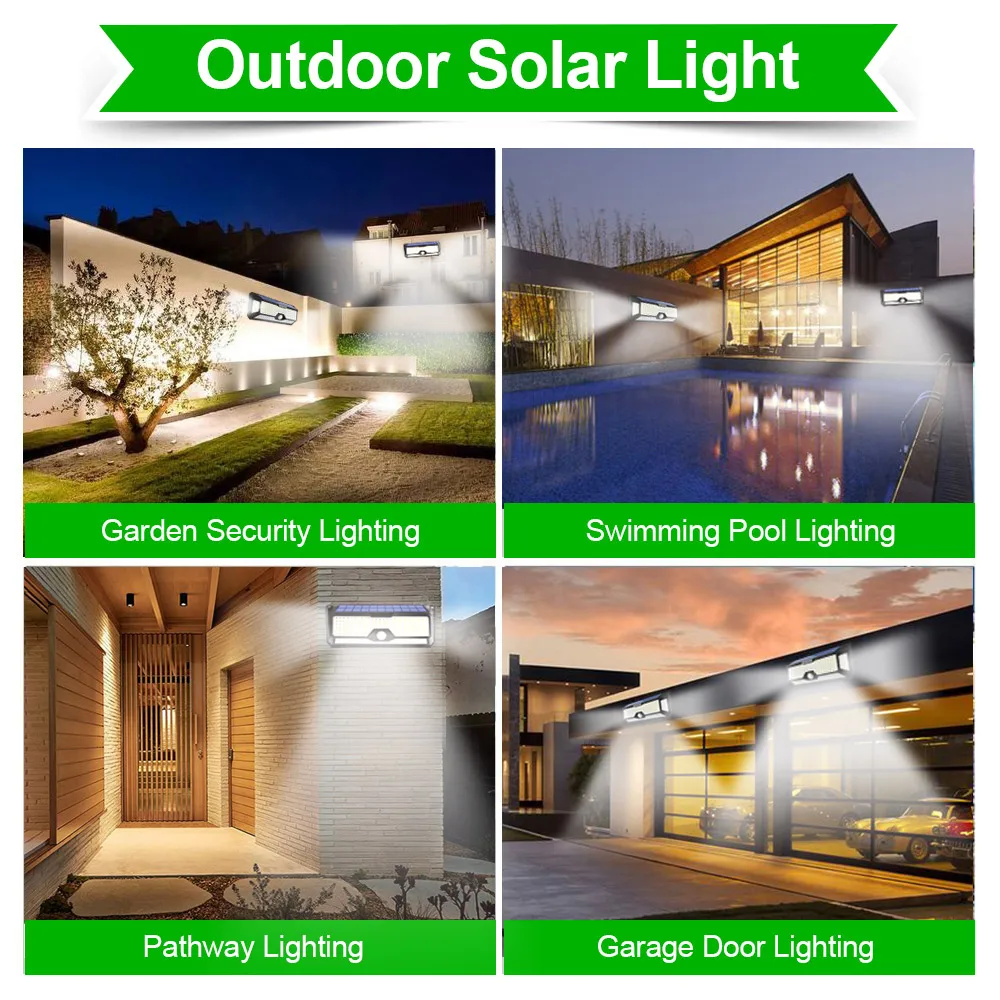Sensor de Movimento Livre à Prova Lâmpada para Jardim Luz ao ar Super Brilhante Solar Dwaterproof Água Alimentado Decoração Cerca - Iluminação Rua 268 Led 5 Super brilhante 268 led solar sensor de