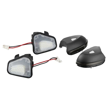 

2x Car Led Dynamic Rearview Mirror Indicator For-Vw Passat Cc B7 Beetle Scirocco Jetta Mk6 & 2Pcs Led Side Under Mirror Puddle L