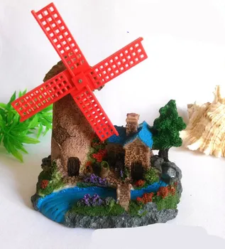 

Air Driven Netherland Windmill House Farm Fish Tank Aquarium Ornament