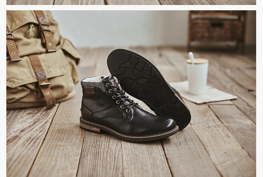Зимние ботинки мужские кожаные зимние удобные теплые ботинки фирменного дизайна новая модная обувь на меху со шнуровкой г. Мужские уличные Нескользящие мужские ботинки