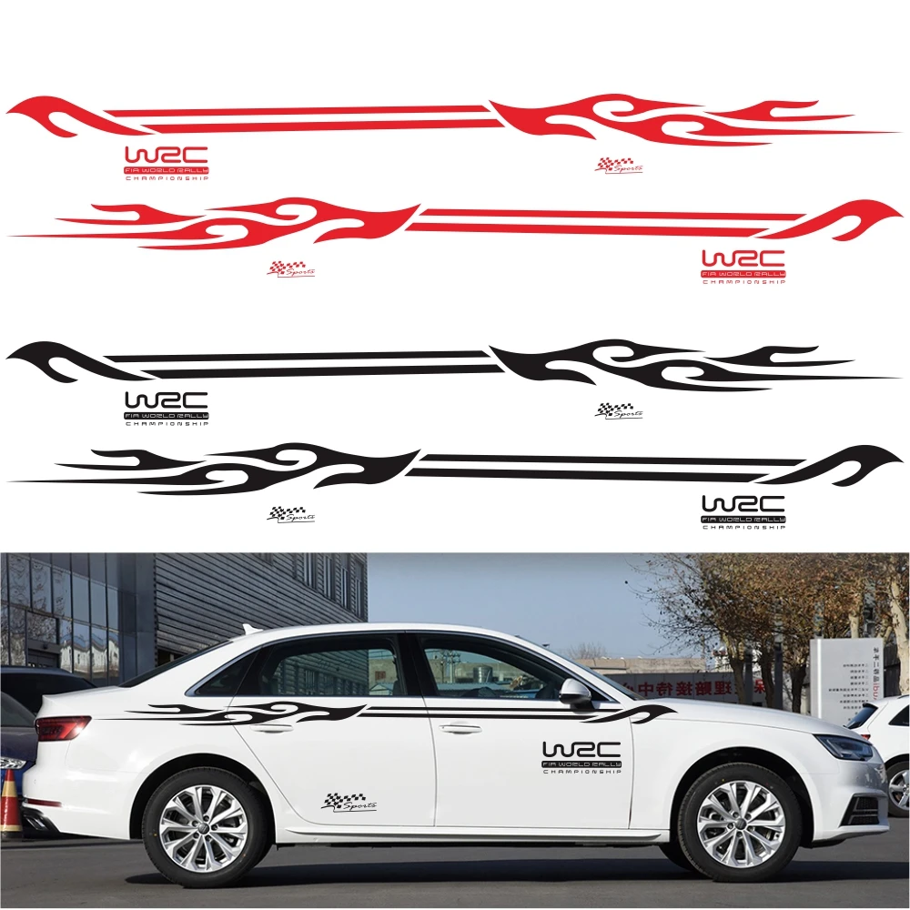 2pcs Flame Pull Flower Car Sticker Body Stickers Modified Body Waist