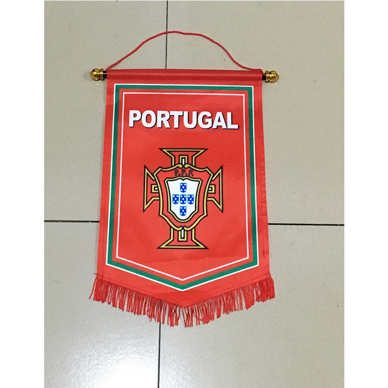 

2018 Football World Cup Portugal National Footbal 36cm*23cm Size Double Sides Christmas decorations Hanging Flag Banner Gifts
