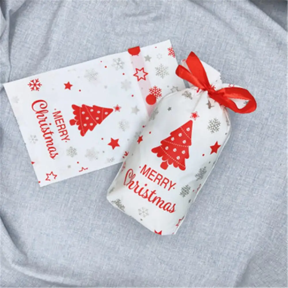50pcs/pack Christmas Candy Bags Reusable Drawstring Bag Storage Pouch for Party Xmas Gift Bag Children Bag Drawstring Container