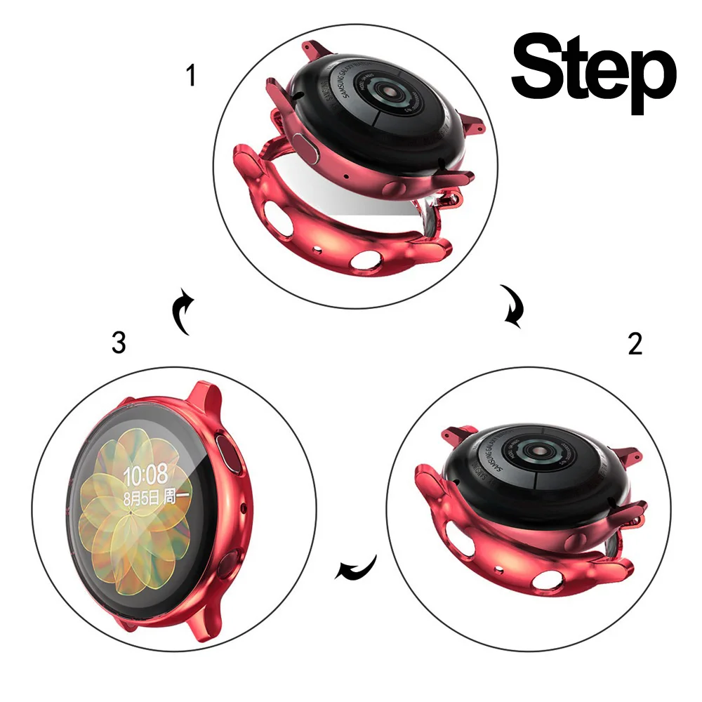 Ультратонкий чехол для часов из ТПУ с гальваническим покрытием, защита экрана, 40, 44 мм, чехол для часов samsung Galaxy Watch Active 2