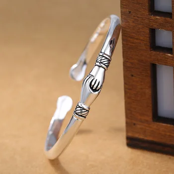 

2018 New 925 Sterling Silver Jewelry Female Hand Charm Bangle&Bracelet For Women Cuff Bangles pulsera de plata